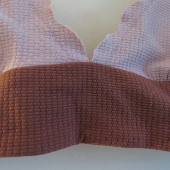 MARYSIA Santa Clara Scalloped Light Pink Textured Triangle Bikini Top - Sz XS - Picture 5 of 16
